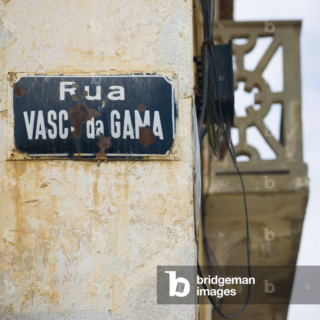 Old Rusty Sign of Vasco De Gama Street in Benguela, Angola, Africa (photo)