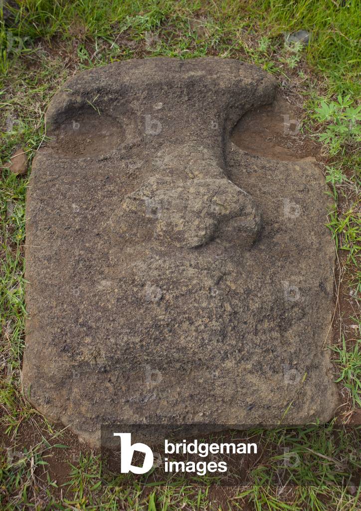 Moai Head On The Ground in Vinapu Site, Easter Island, Chile (photo)