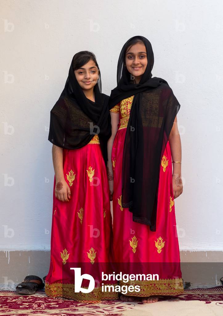 Portrait Of Two Young Girls In Traditional Bandari Clothing During A Ceremony, Hormozgan, Bandar-E Kong, Iran, 2015 (photo)