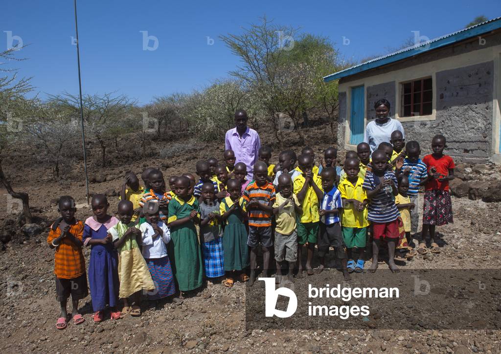 Children in a local school with teatchers, Baringo county, Baringo, Kenya, Africa (photo)
