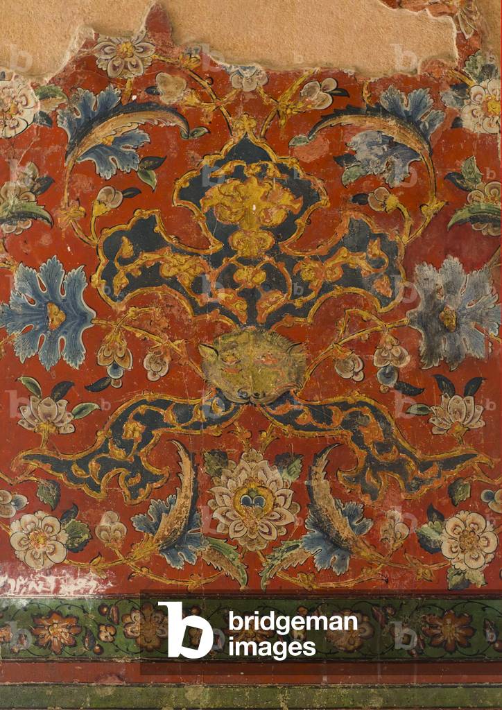 Colorful mural painting in hasht behesht palace, Isfahan province, Isfahan, Iran (photo)