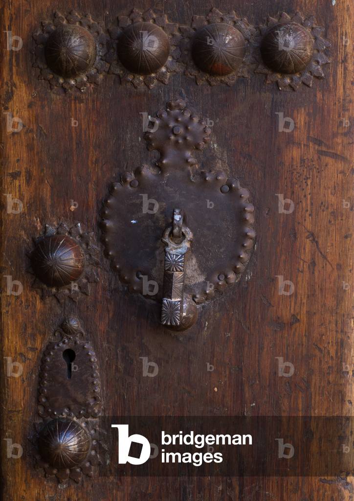 Ancient Male Doorknocker in Zoroastrian Village, Isfahan Province, Abyaneh, Iran (photo)