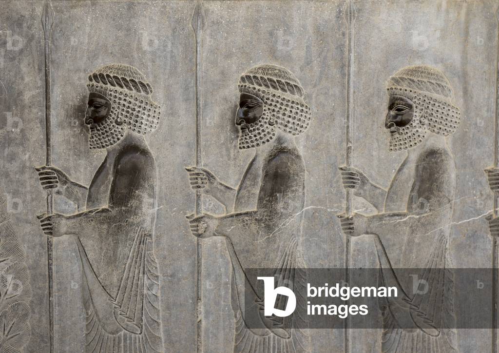 Bas-Relief Depicting Susian Guards In Apadana, Fars Province, Persepolis, Iran, 2015 (photo)