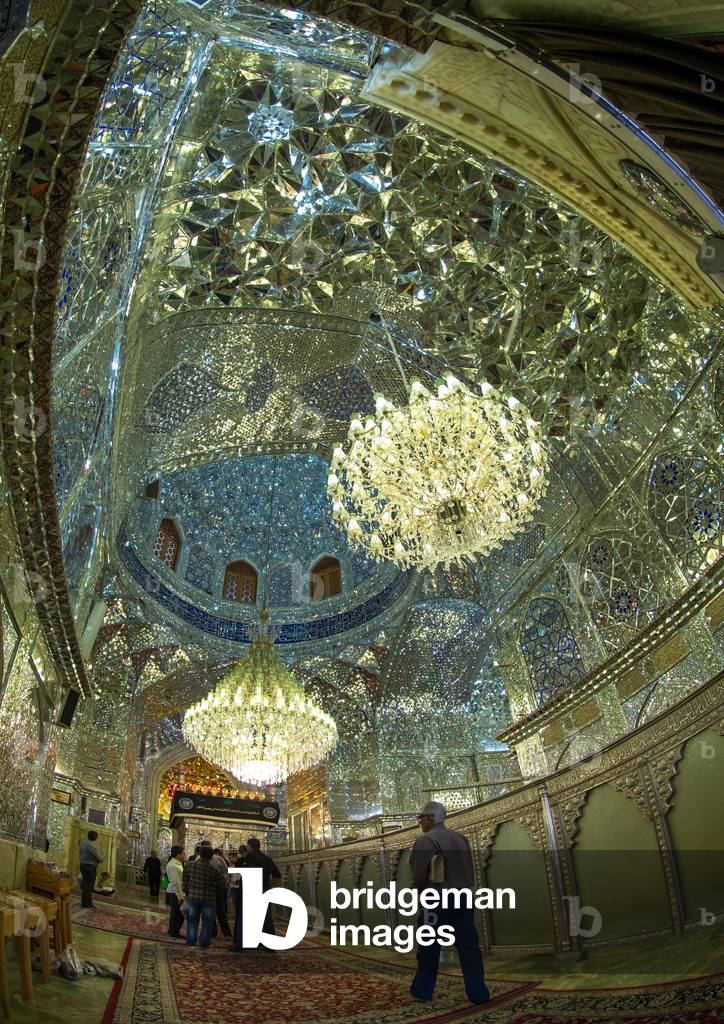 Muslim Shiite People Hall of The Shah-e-Cheragh Mausoleum, Fars Province, Shiraz, Iran (photo)