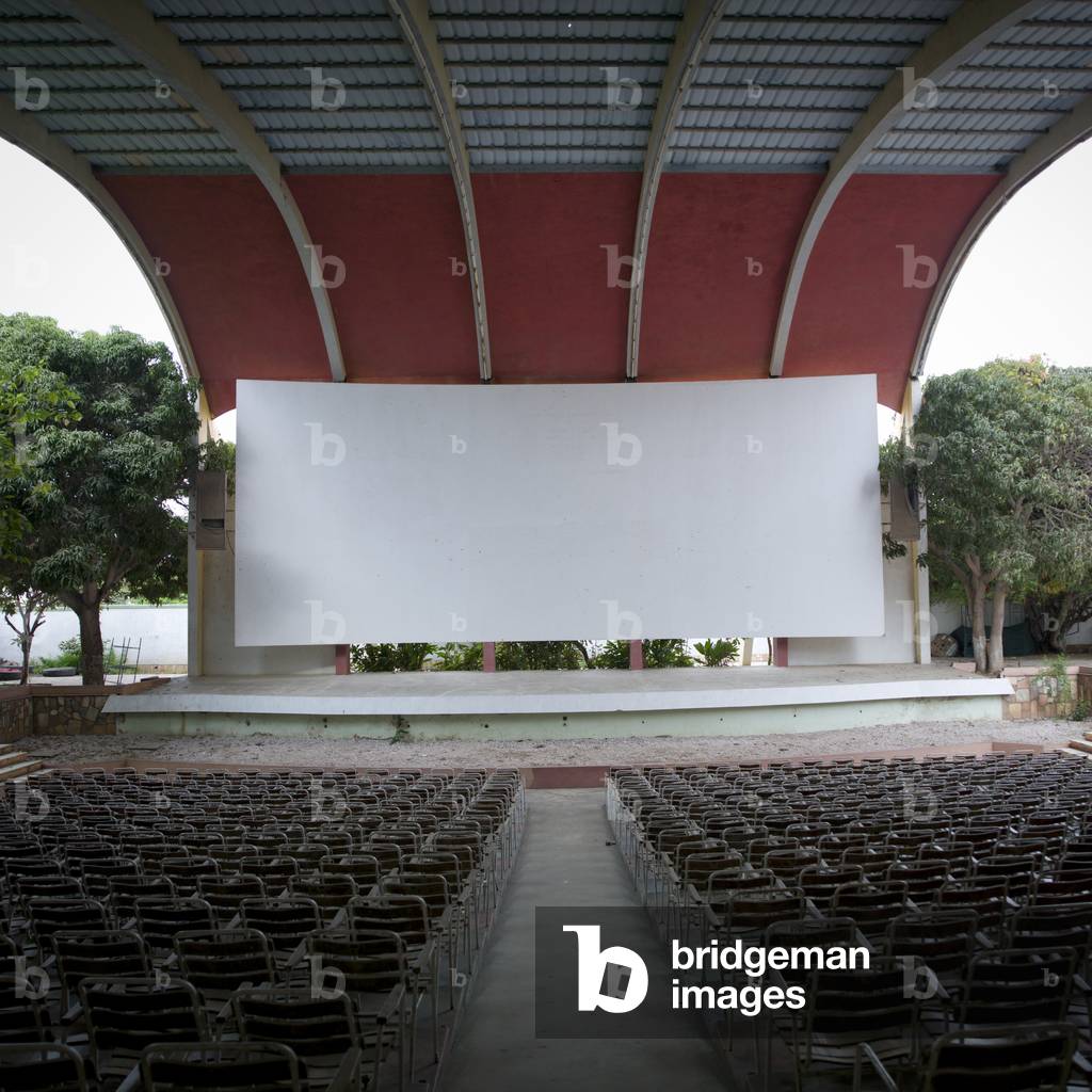Seats of the Impala Outdoor Cinema Theater, Namibe Town, Angola, Africa (photo)