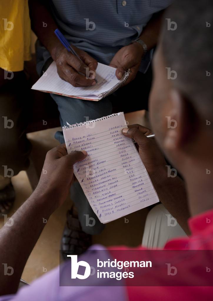 List of the donkey race's attendees in mauilidi, Lamu, Kenya, Africa (photo)