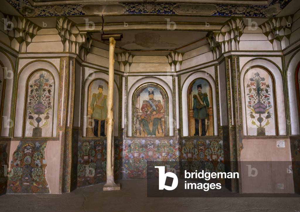 Colorful mural painting in the boroujerdi house, Isfahan province, Kashan, Iran (photo)