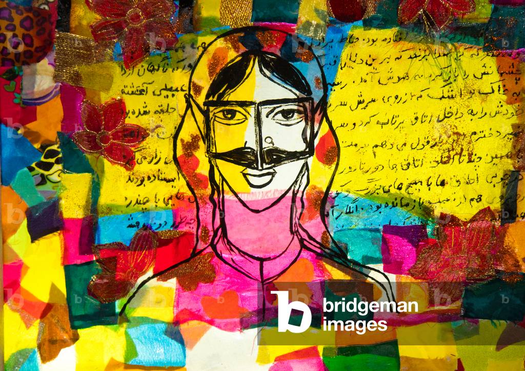 Iranian lantern decoratd with the face of a woman wearing a burqa, Qeshm Island, Tabi, Iran (photo)
