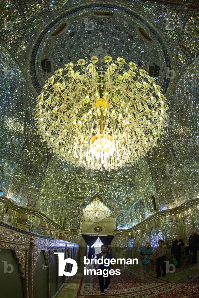 Muslim Shiite People Hall of The Shah-e-Cheragh Mausoleum, Fars Province, Shiraz, Iran (photo)