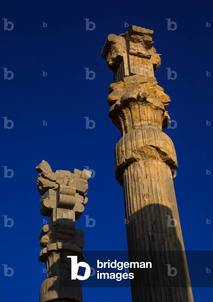 Ancient columns in the gate of all nations in Persepolis, Fars Province, Marvdasht, Iran (photo)