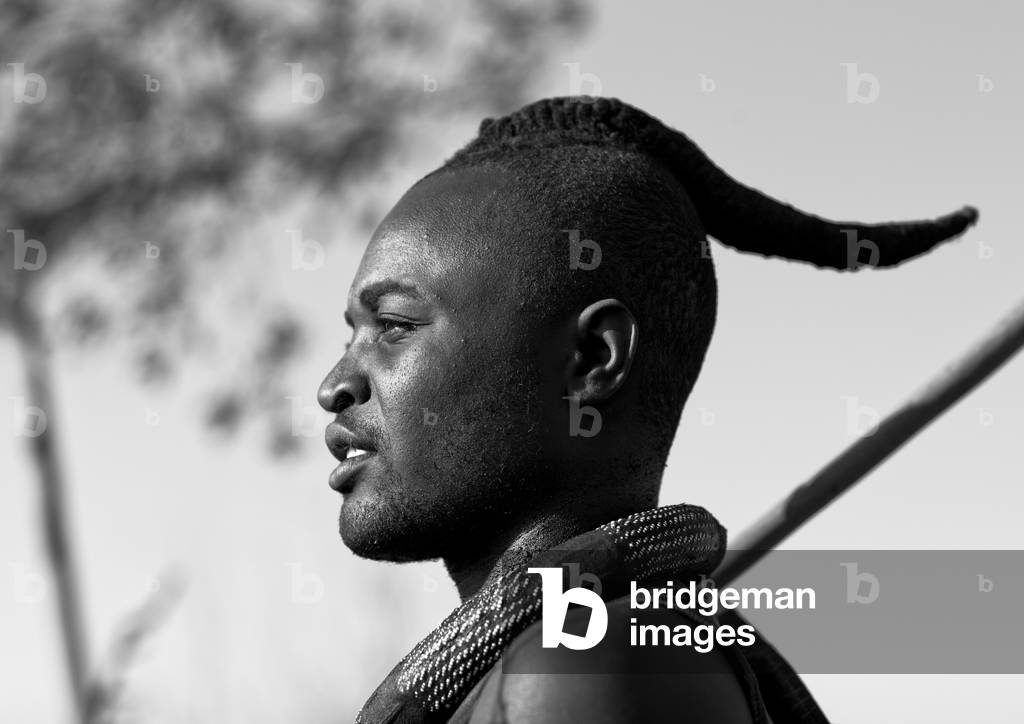 Muhimba Young Man with Traditional Hairstyle, Iona Village, Angola, Africa (photo)