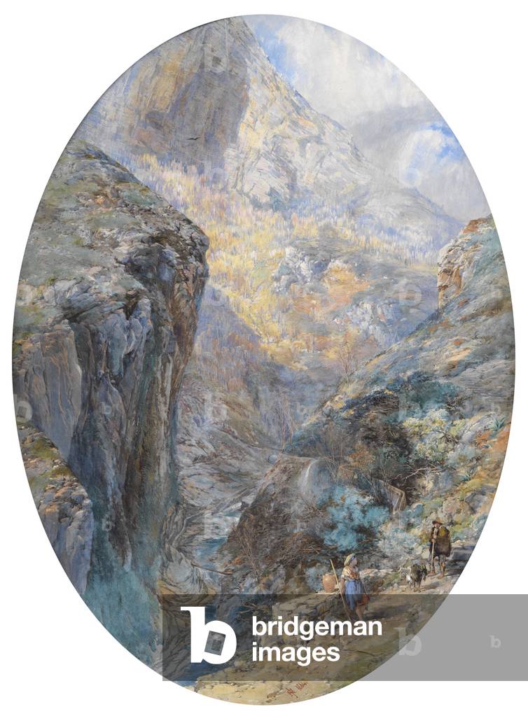 Near Amalfi, La Vallée des Moulins, 1864 (w/c heightened with bodycolour)