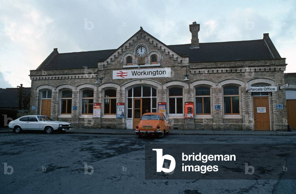 Workington Station on the Cumbrian coast railway line, North West England, 1981 (photograph)