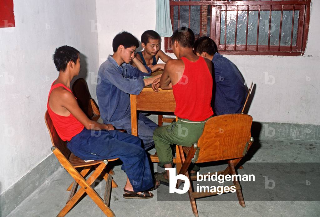 recreation area in Chinese Youth Detention Center, Chengdu, China, 1985 (photo)