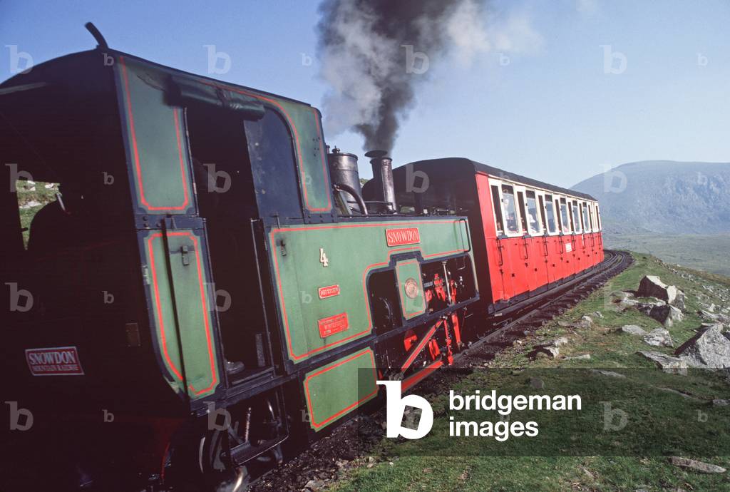 Snowdon Mountain Railway steam locomotive, Wales, 1991 (photo)