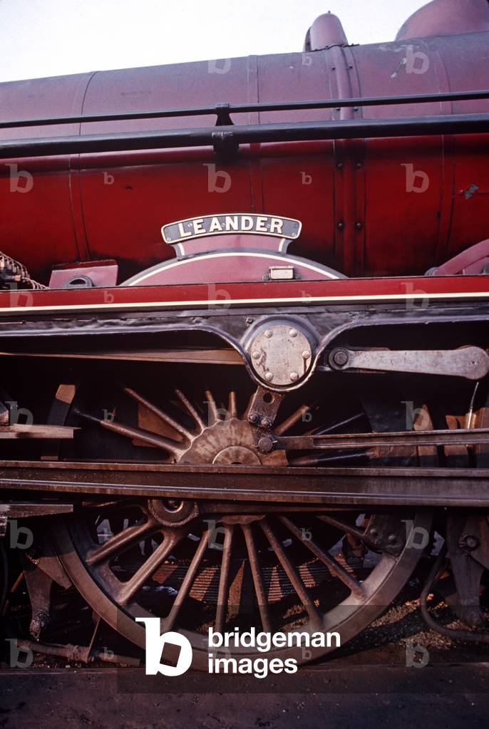 London Midland and Scottish (LMS) Jubilee Class steam locomotive 5690 at Bridgenorth locomotive sheds on the Severn Valley Hertage Railway, Shropshire & Worcester, England, UK, 1989 (photo)