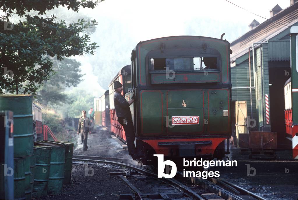 Llanberis steam and diesel locomotive workshop shed, Wales, 1991 (photo)