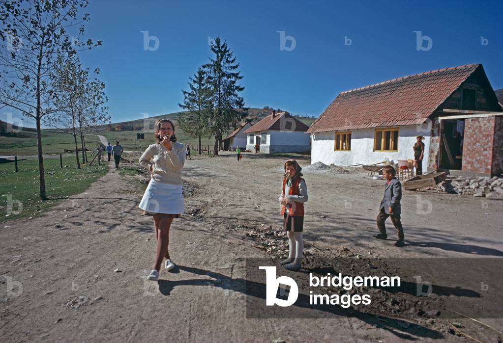 Children in village in rural former Yugoslavia