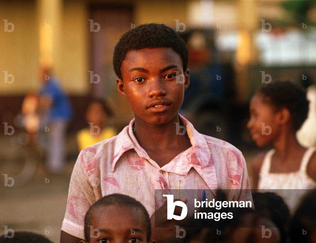Young boy in Antsiranana market, Madagascar, East Africa, Africa, 1980s (photo)