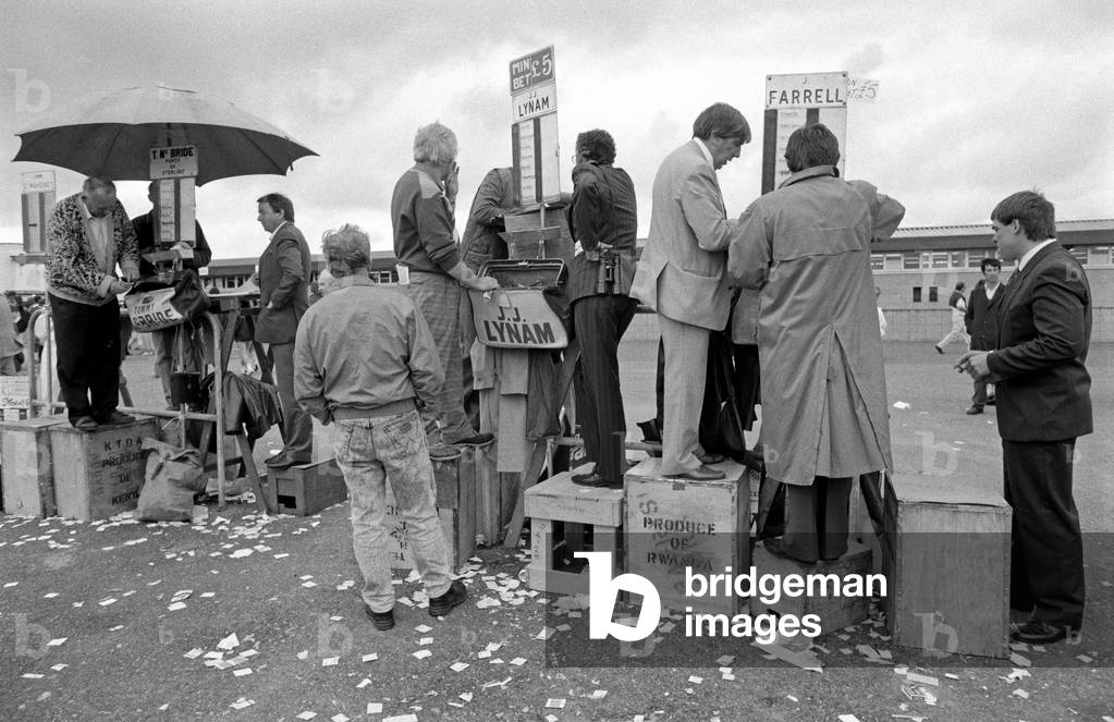 Bookies At The Galway Horse Races, County Galway, Ireland. Referred To By Dramatist, W. B. Yeats In 'At The Races'. September 1990 (photo)