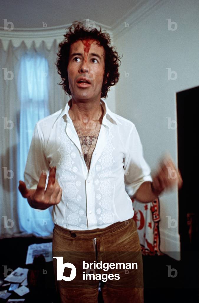 Kenneth Anger during filming of 'Lucifer Rising' in London, 1972 (b/w photo)