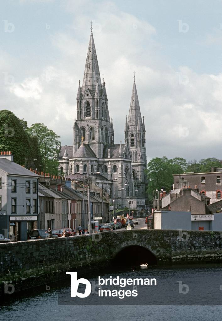 St Finbarr Cathedral on the banks of the River Lee, Cork city, referred to in James Joyce 'A Portrait of the Artist as a Young Man', Ireland (photo)