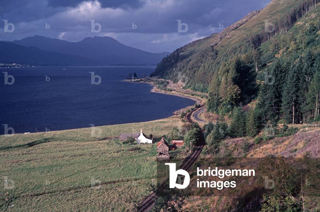 Kyle of Lochalsh Line on Loch Carron, North West Coast of Scotland, 1982 (photograph)