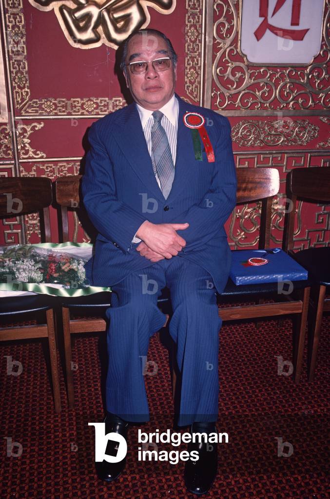 Mr Robert Chin, Chairman of the Chinese Chamber of Commerce, Chinatown, Soho, London, UK, 1981 (photo)
