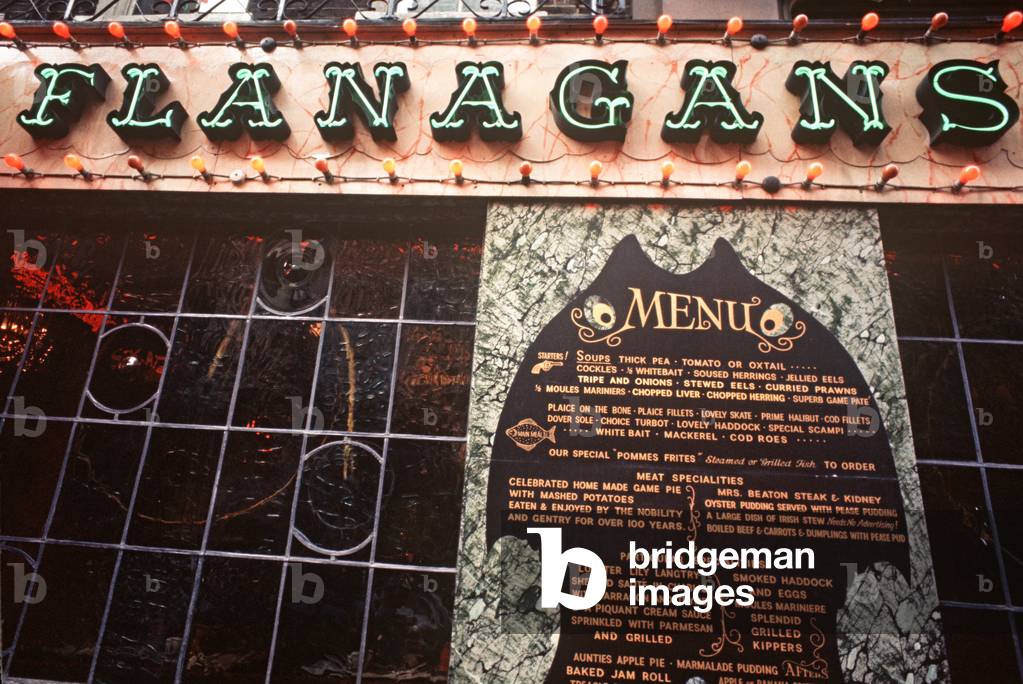 Flanagans restaurant in the 1970s Soho, London, UK, 1972 (photo)