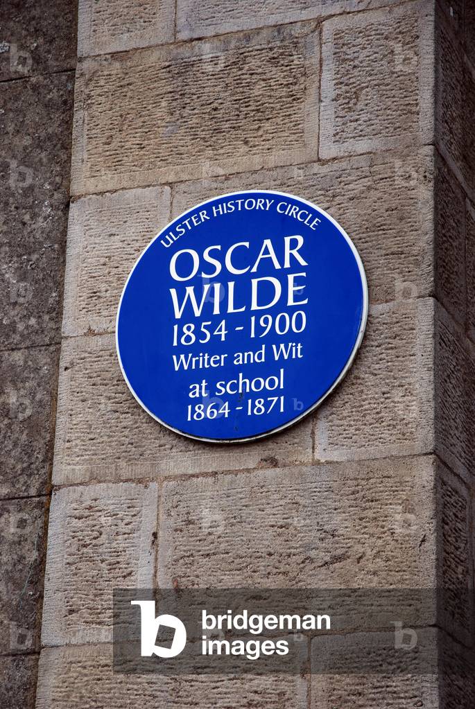 Portora Royal School Blue Plaque to Oscar Wilde, Enniskillen, County Fermanagh, Northern Ireland, Lough Erne (photo)