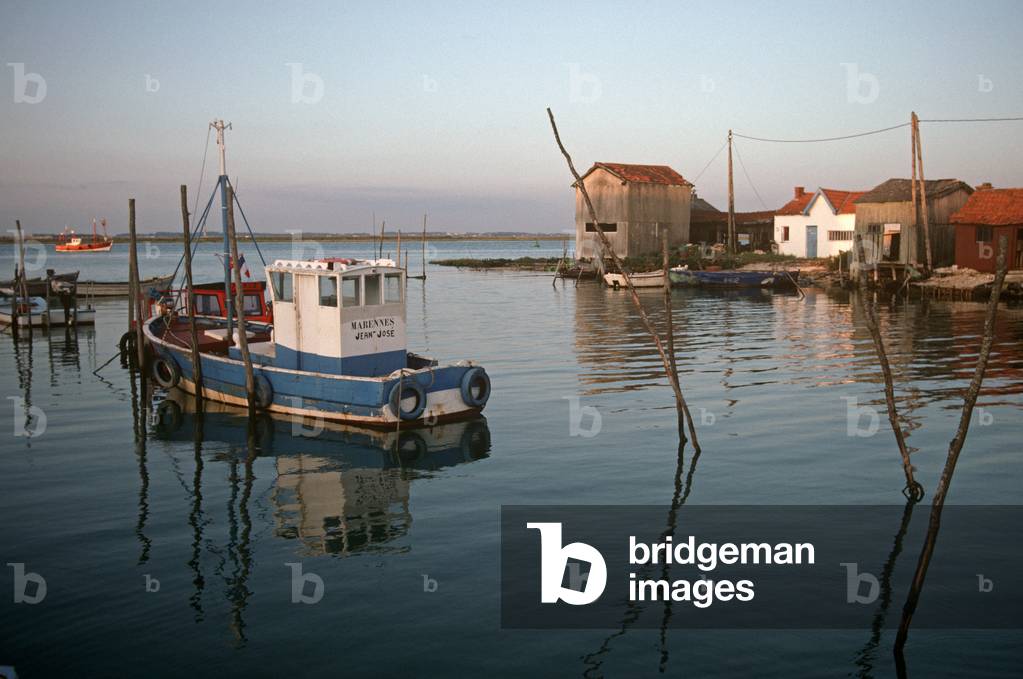 Boats on La Tremblade Estuary, Charente-Maritime Department, Atlantic coast of France (photo)
