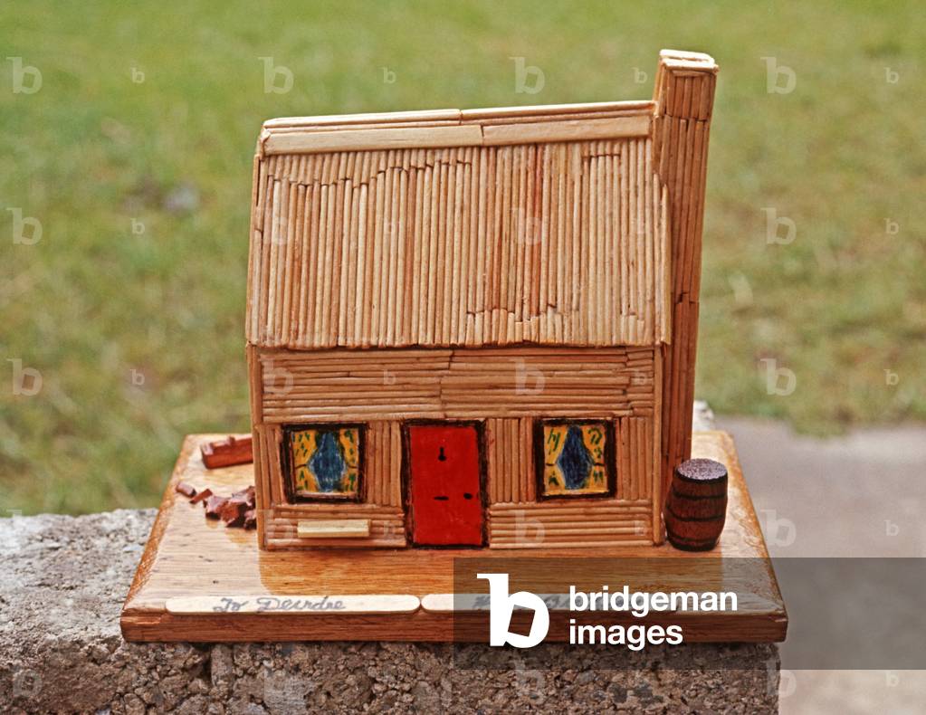 Model of Irish Cottage made by Republican Prisoners in Long Kesh Internment Camp during The Troubles, Northern Ireland, Long Kesh, 1972 (photo)