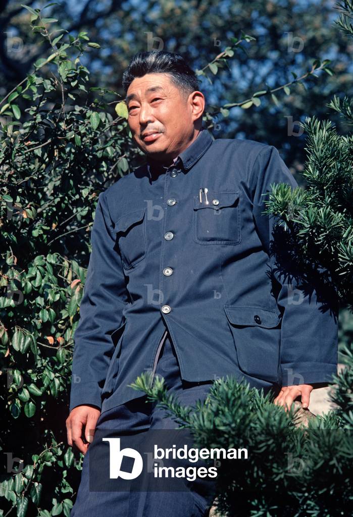 Cadre posing for a photograph in the Garden of the Mandarin, Shanghai, China, 1979 (photo)