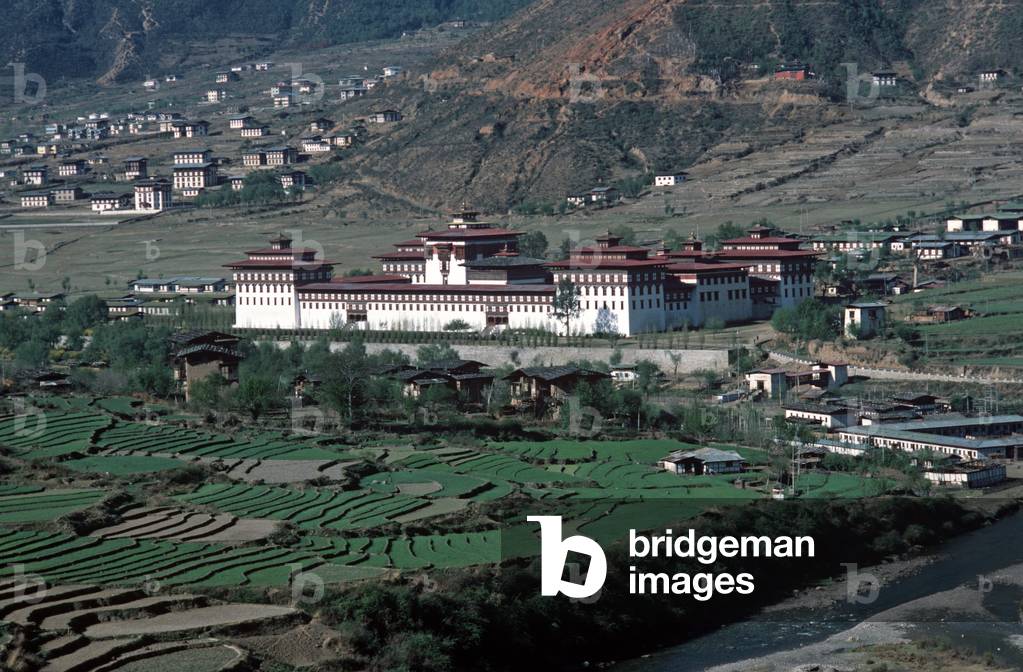 Tashichhodzong, Buddhist monastery and seat of government, Thimphu, Bhutan, Himalayas (photo)