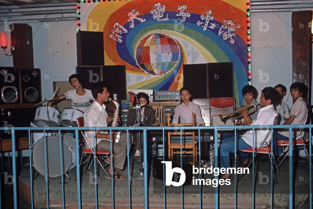 Band in Harbin bomb shelter used as nightclub, Harbin, Heilongjiang Province, China (photo)