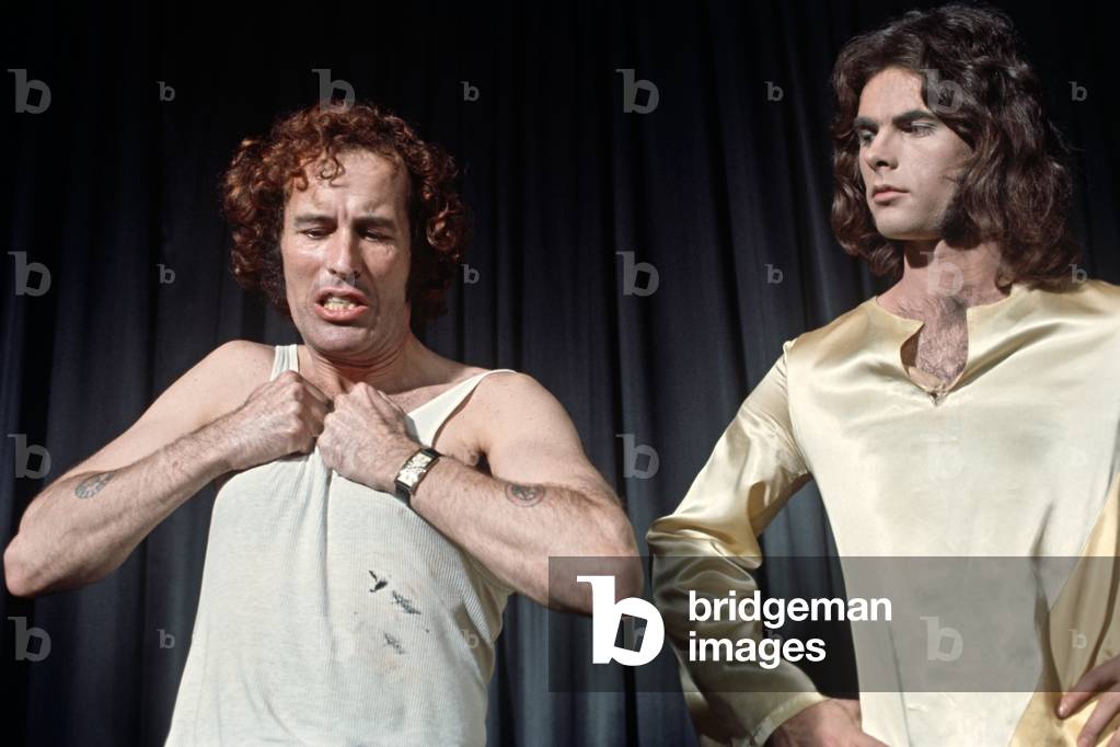 Kenneth Anger during filming of 'Lucifer Rising' in London, 1972 (b/w photo)