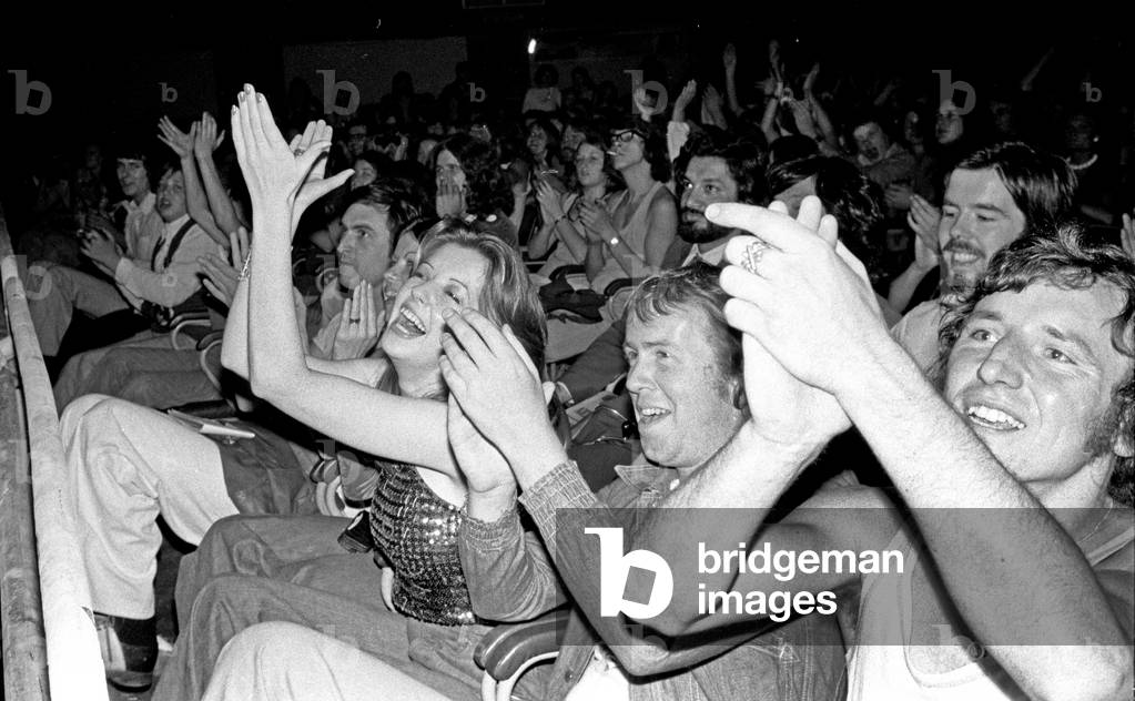 Fans at Rolling Stones Concert, Wembley Arena, London, 1972 (b/w photo)