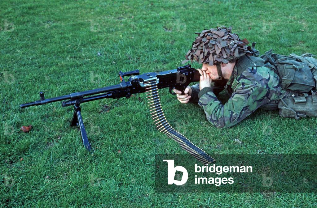 L7A1 General Purpose Machine Gun used by the British Army during The Troubles, Northern Ireland, 1972