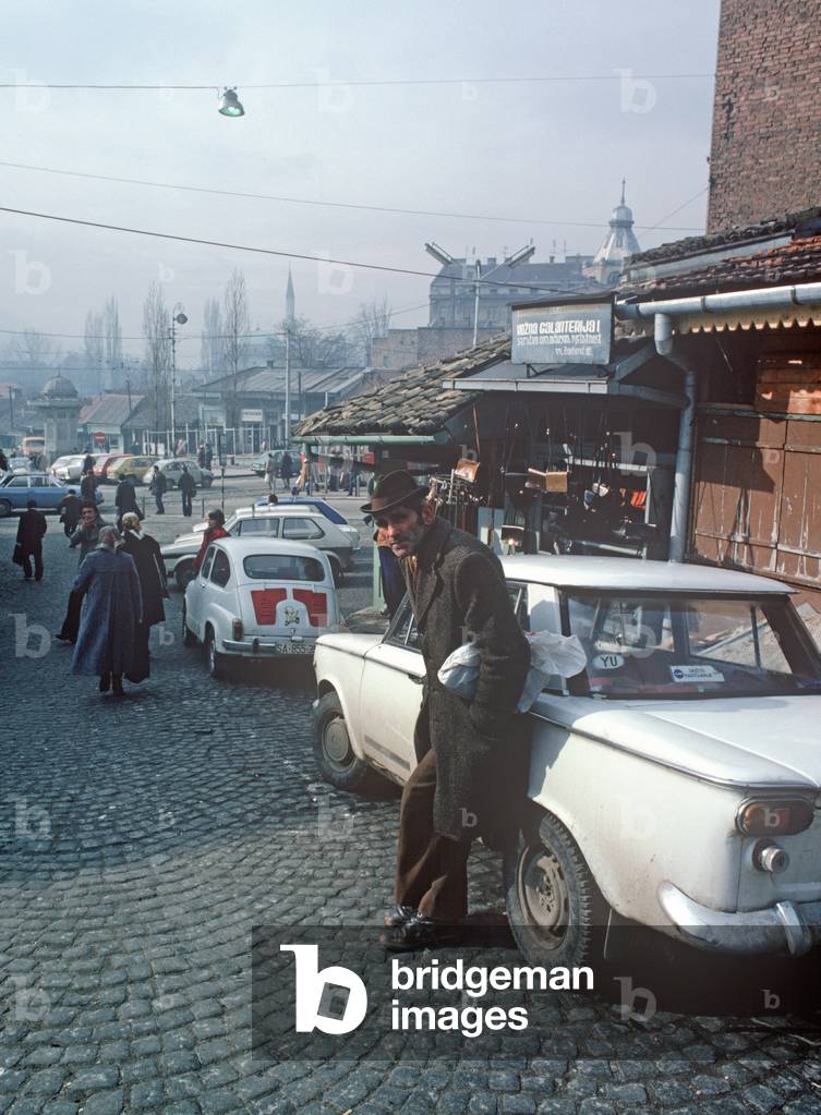 Historical market area in Sarajevo, former Yugoslavia