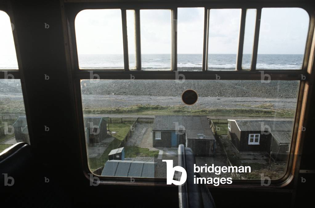 Train on the Cumbrian Coast Line, England, 1981 (photo)