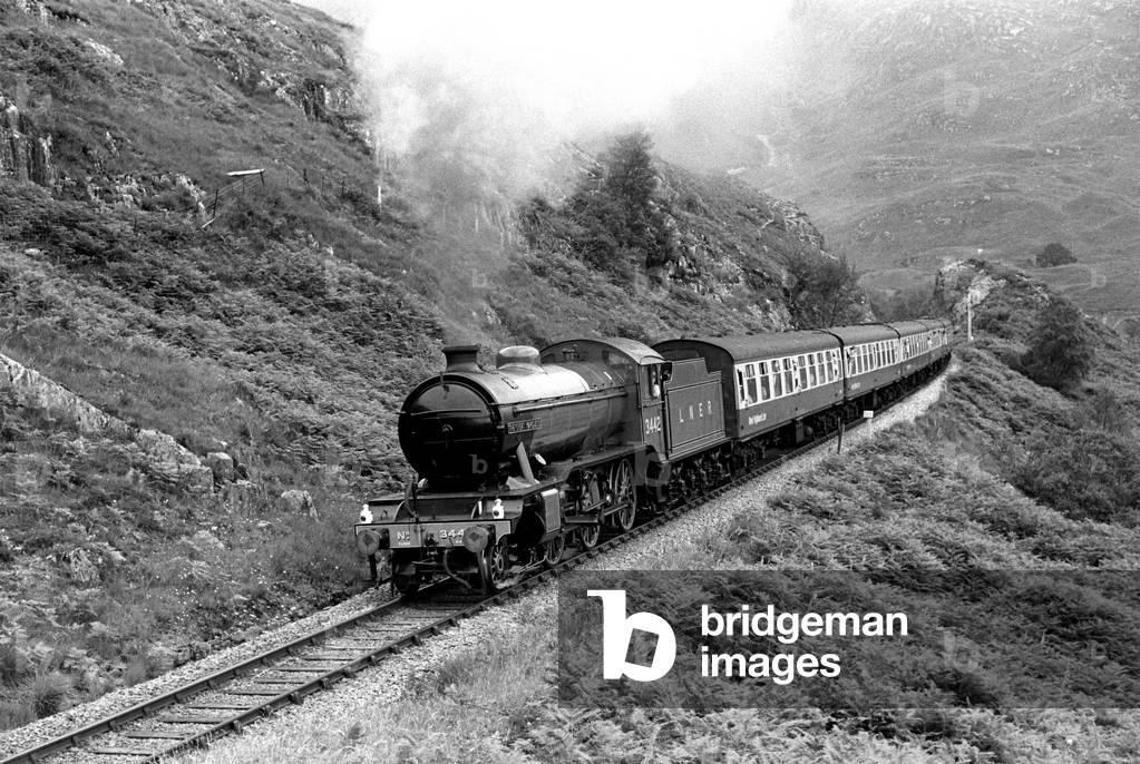 Steam train on The West Highland Line, Scotland, 1989 (photograph)