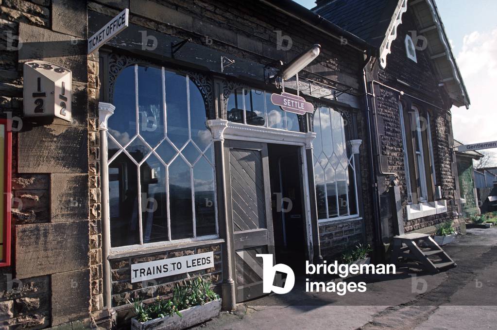 Settle railway station on the Settle to Carlisle line, Northern England, 1992 (photograph)