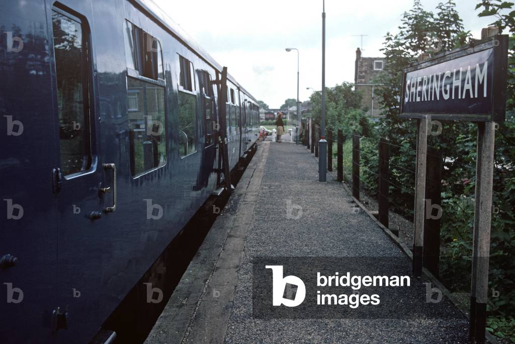 British Rail Sheringham railway station on the Norwich to Sheringham line, Norfolk, England, 1982 (photograph)