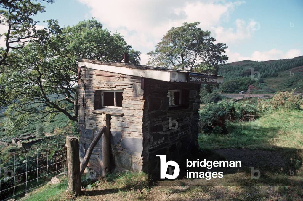 Campbell's Platform on the Ffestiniog railway from Porthmadog to Blaenau Ffestiniog, Gwynedd, North Wales, 1990 (photo)