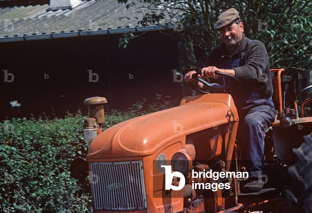 Agriculture tractors in village near town of St-Sauveur-Le-Vicomte, Normandy, France (photo)