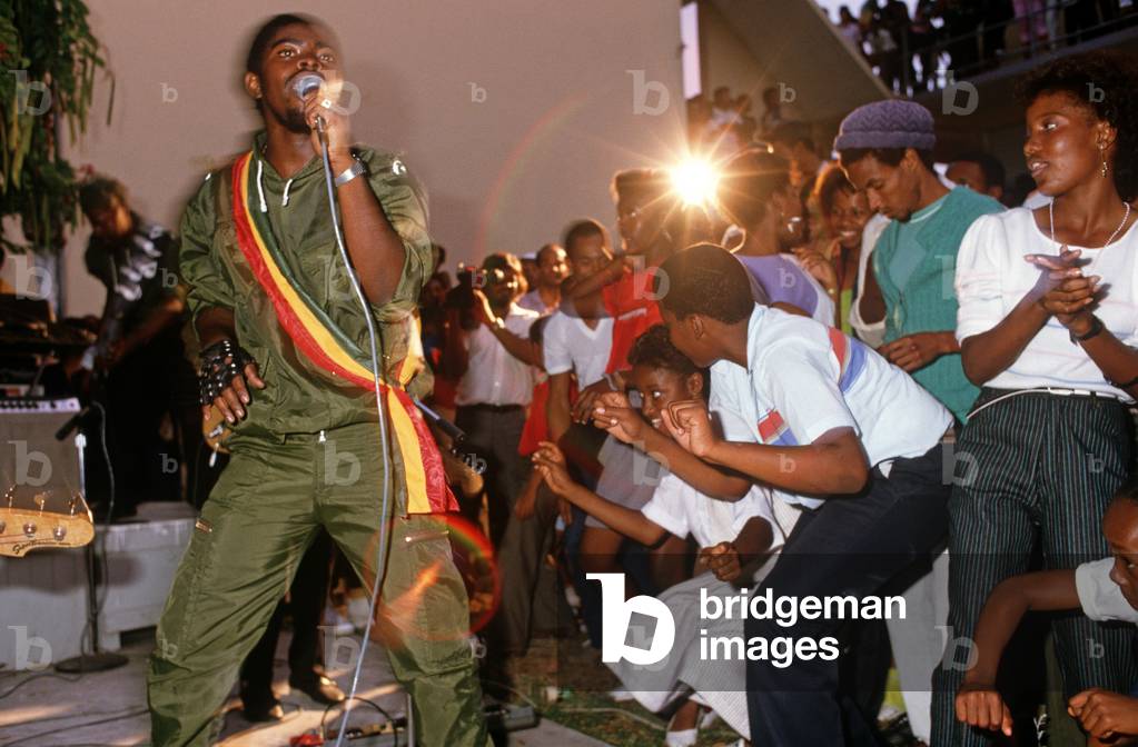 The Blood Fire Posse playing reggae at the Kingston High School concert, Kingston, Jamaica (photo)