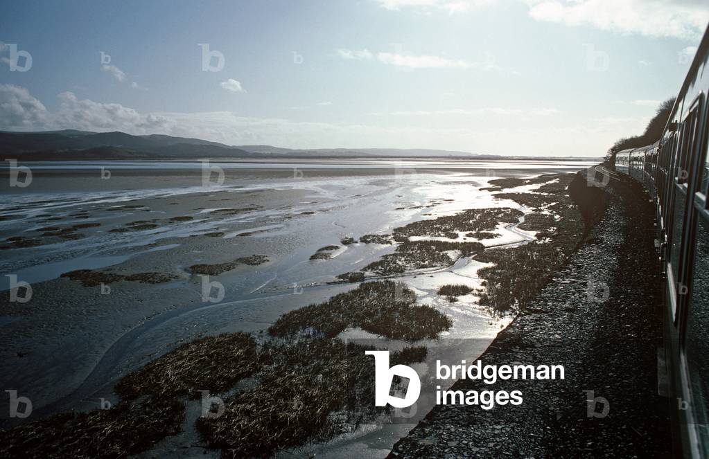 Dyfi Estuary, Cambrian Coast railway line from Dovey Junction to Pwllheli railway line, 1982 (photograph)
