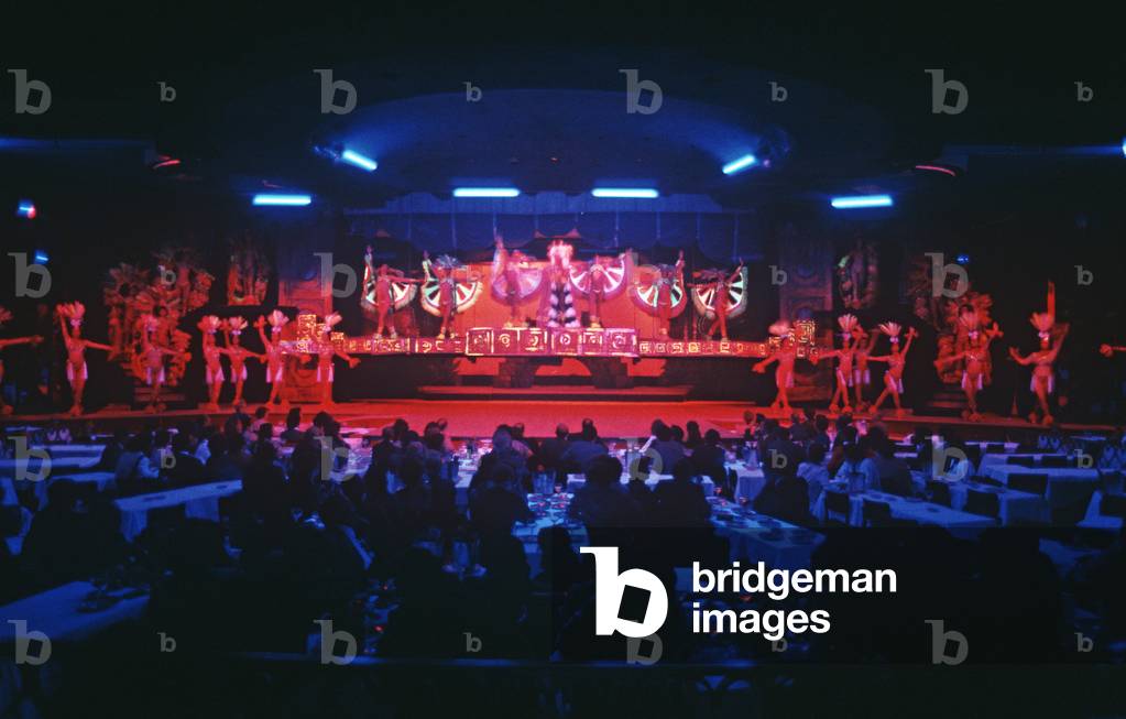 Dancers and diners at the Moulin Rouge Cabaret, Clichy, Paris, France (photo)