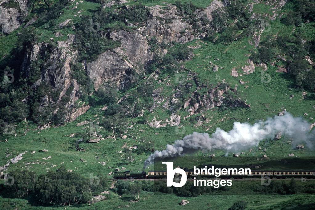 Steam train LNER The Great Marquess on The West Highland Line, Scotland, 1989 (photograph)