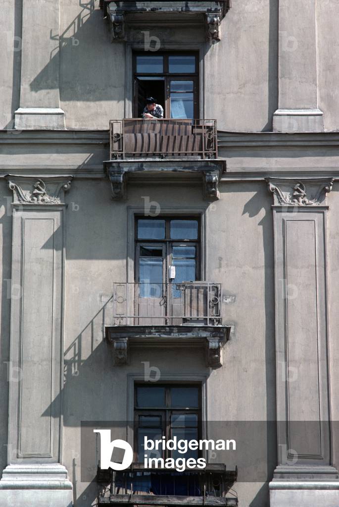 Moscow apartment block balconies, Russia (photo)